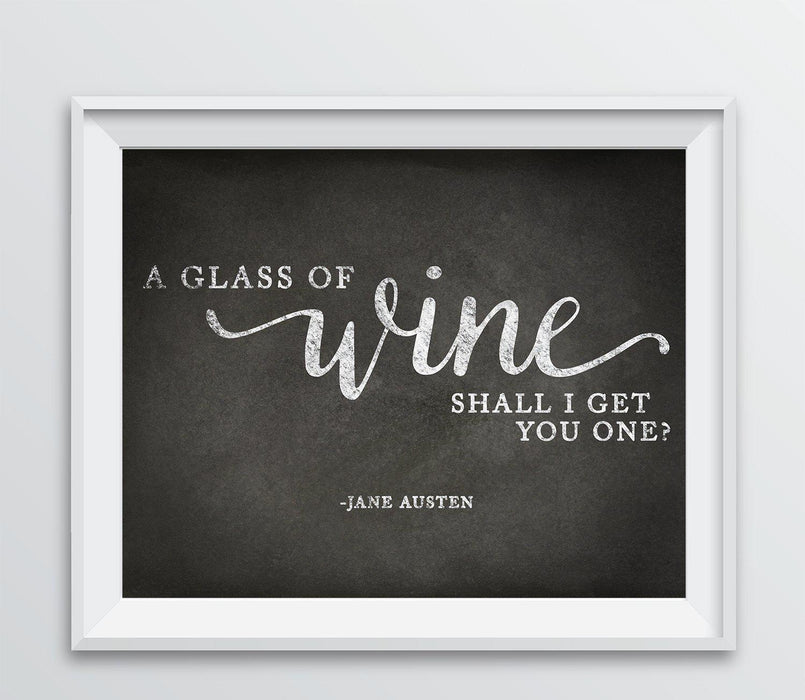 Andaz Press 8.5 x 11 Wine Wall Art Decor Sign, Vintage Chalkboard Style Poster-Set of 1-Andaz Press-A glass of wine - shall I get you one?-