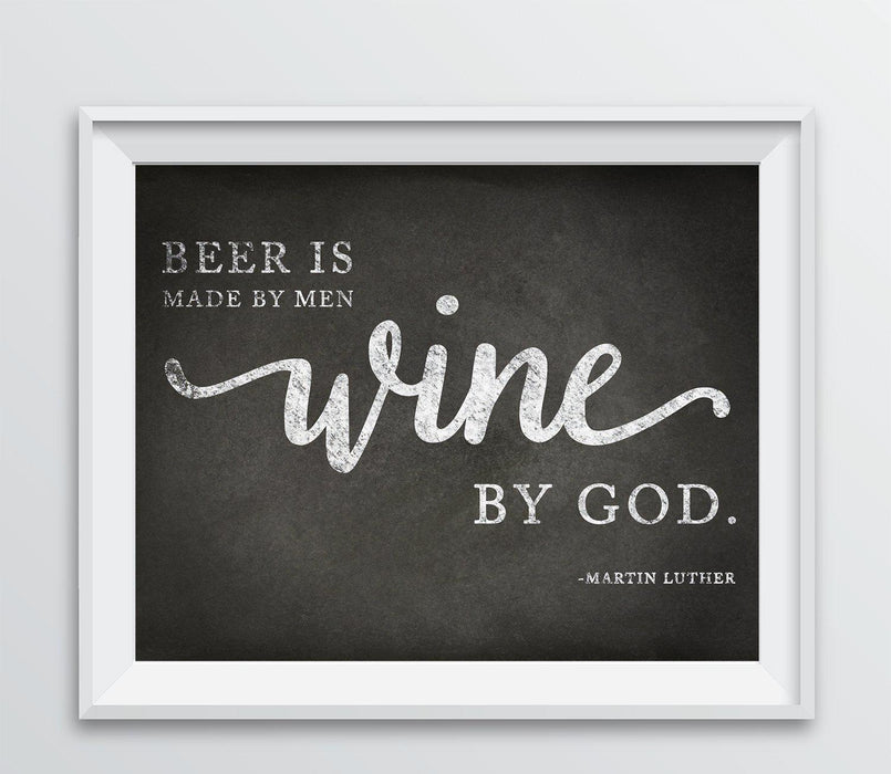 Andaz Press 8.5 x 11 Wine Wall Art Decor Sign, Vintage Chalkboard Style Poster-Set of 1-Andaz Press-Beer is Made By Men, Wine by God-