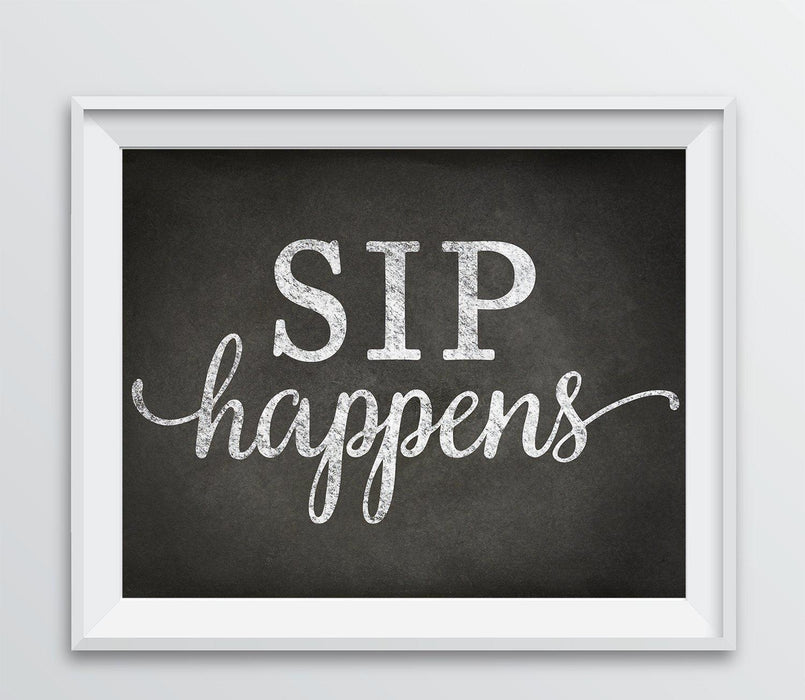 Andaz Press 8.5 x 11 Wine Wall Art Decor Sign, Vintage Chalkboard Style Poster-Set of 1-Andaz Press-Sip Happens-