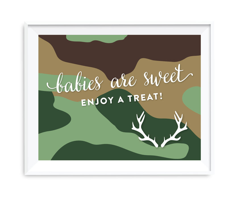 Andaz Press 8.5 x 11 Woodland Camouflage Boy Baby Shower Party Signs-Set of 1-Andaz Press-Babies Are Sweet, Enjoy A Treat-