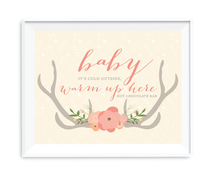 Andaz Press 8.5 x 11 Woodland Deer Wedding Party Signs-Set of 1-Andaz Press-Baby It's Cold Outside - Hot Chocolate-