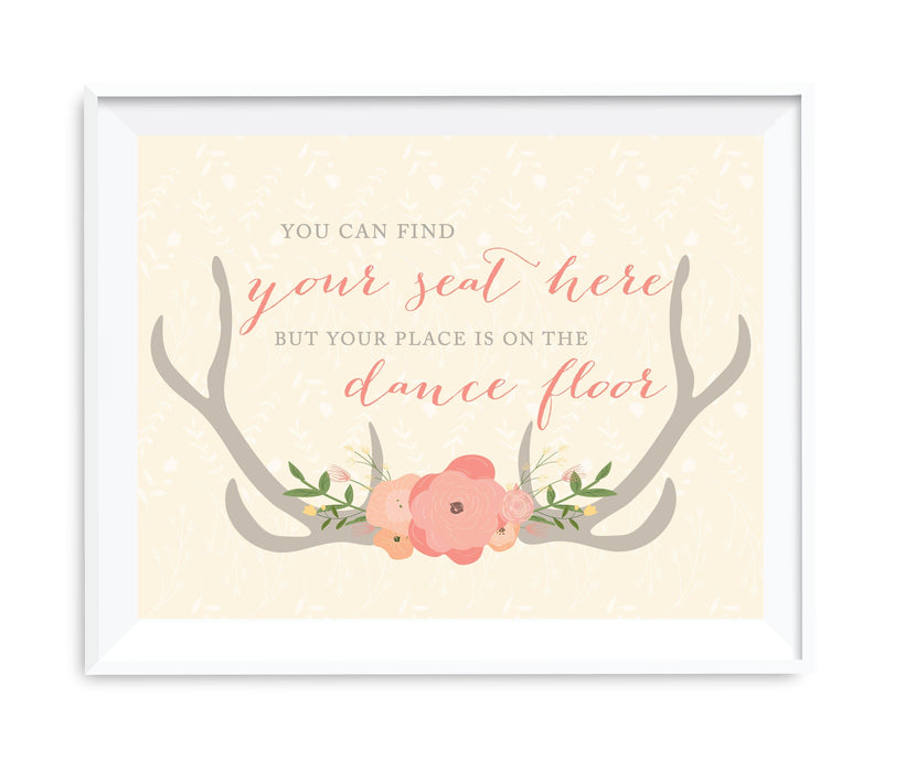 Andaz Press 8.5 x 11 Woodland Deer Wedding Party Signs-Set of 1-Andaz Press-Find Your Seat Here, Place On Dance Floor-