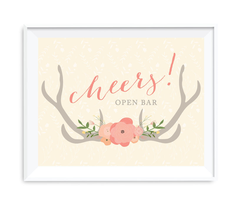 Andaz Press 8.5 x 11 Woodland Deer Wedding Party Signs-Set of 1-Andaz Press-Open Bar Cheers!-