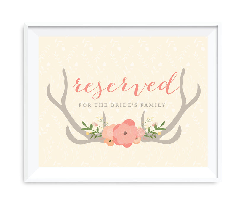 Andaz Press 8.5 x 11 Woodland Deer Wedding Party Signs-Set of 1-Andaz Press-Reserved For The Bride's Family-