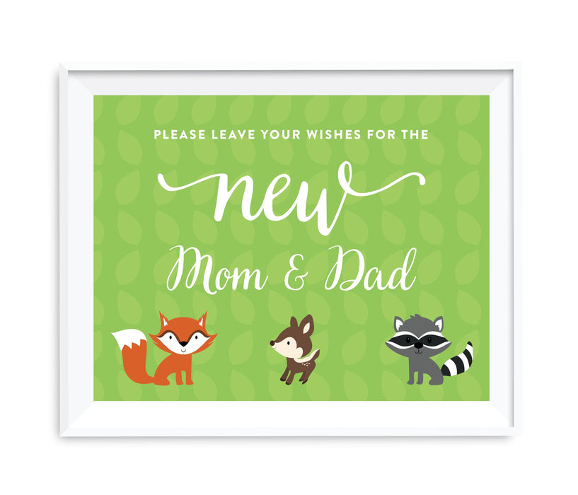 Andaz Press 8.5 x 11 Woodland Forest Baby Shower Party Signs-Set of 1-Andaz Press-Leave Wishes For New Mom & Dad-