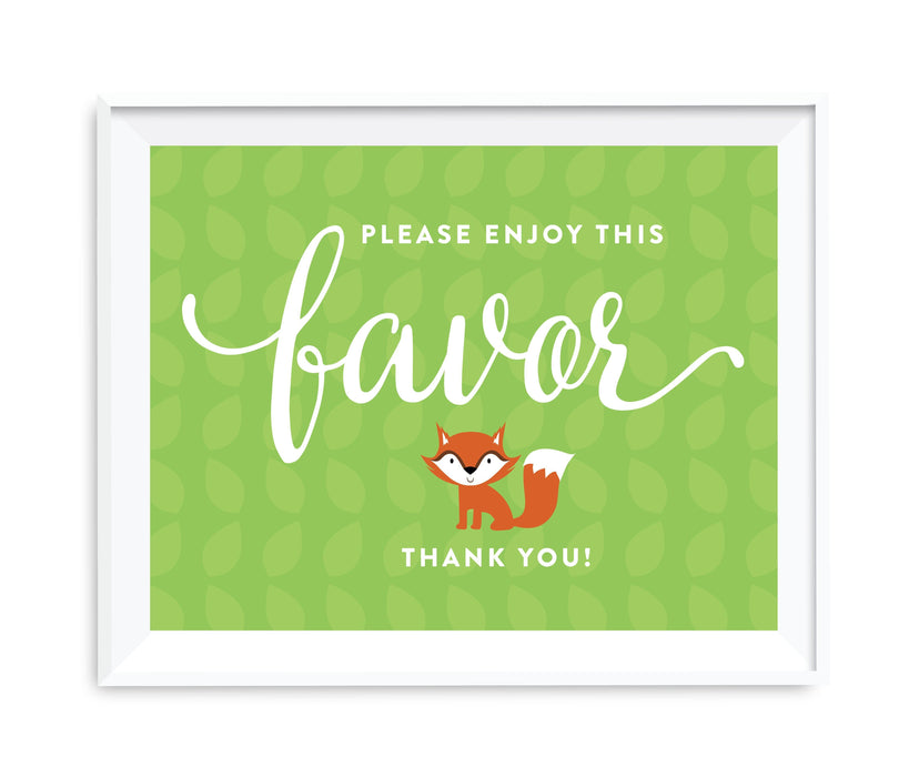 Andaz Press 8.5 x 11 Woodland Forest Baby Shower Party Signs-Set of 1-Andaz Press-Please Enjoy This Favor, Thank You-