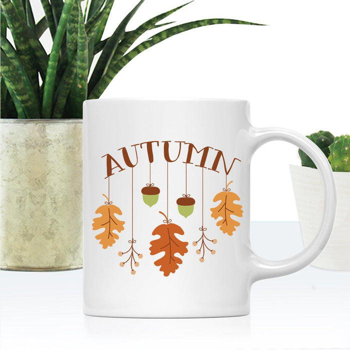 Andaz Press Autumn 11oz. Coffee Mug Gift, Autumn, Hanging Leaves and Acorns-Set of 1-Andaz Press-Hanging Leaves and Acorns-