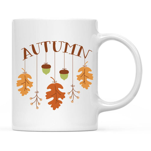 Andaz Press Autumn 11oz. Coffee Mug Gift, Autumn, Hanging Leaves and Acorns-Set of 1-Andaz Press-Hanging Leaves and Acorns-