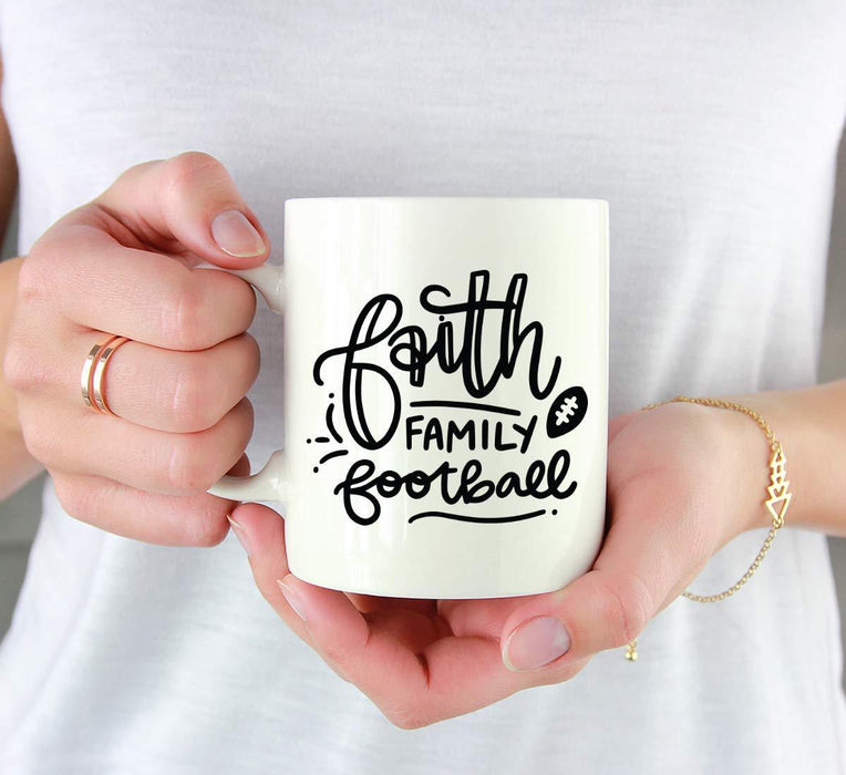 Andaz Press Autumn 11oz. Coffee Mug Gift, Faith Family Football-Set of 1-Andaz Press-Faith Family Football-