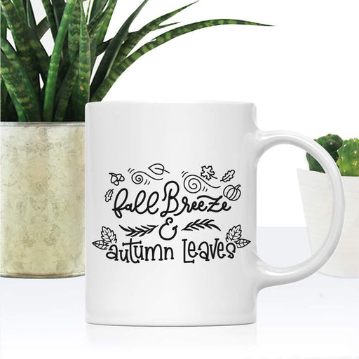Andaz Press Autumn 11oz. Coffee Mug Gift, Fall Breeze Autumn Leaves, Black-Set of 1-Andaz Press-Fall Breeze Autumn Leaves-