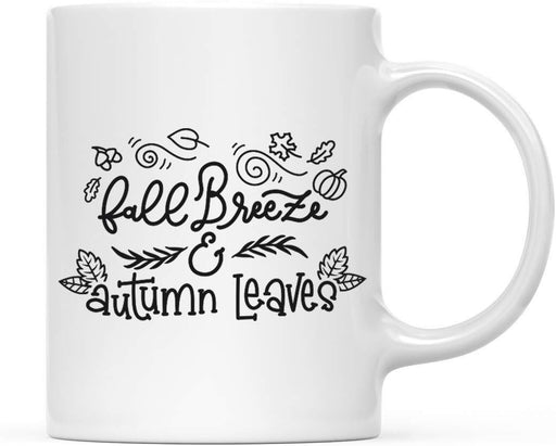 Andaz Press Autumn 11oz. Coffee Mug Gift, Fall Breeze Autumn Leaves, Black-Set of 1-Andaz Press-Fall Breeze Autumn Leaves-