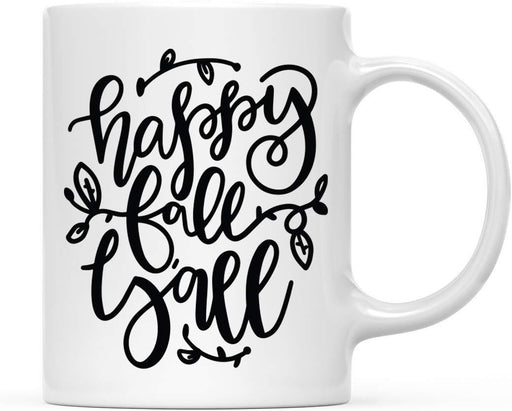 Andaz Press Autumn 11oz. Coffee Mug Gift, Happy Fall Y'all, Black Bold Cursive Font-Set of 1-Andaz Press-Happy Fall Y'all, Black Bold Cursive Font-