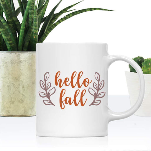 Andaz Press Autumn 11oz. Coffee Mug Gift, Hello Fall, Rustic Leaves-Set of 1-Andaz Press-Hello Fall, Rustic Leaves-