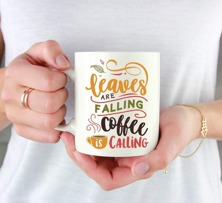Andaz Press Autumn 11oz. Coffee Mug Gift, Leaves are Falling Coffee is Calling-Set of 1-Andaz Press-Leaves are Falling Coffee is Calling-