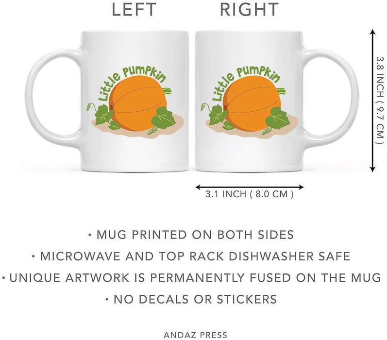 Andaz Press Autumn 11oz. Coffee Mug Gift, Little Pumpkin, Graphic with Leaves-Set of 1-Andaz Press-Little Pumpkin, Graphic with Leaves-