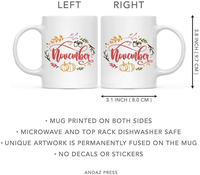 Andaz Press Autumn 11oz. Coffee Mug Gift, November, Colorful-Set of 1-Andaz Press-November, Colorful-