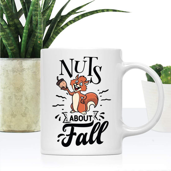 Andaz Press Autumn 11oz. Coffee Mug Gift, Nuts About Fall, Squirrel Graphic-Set of 1-Andaz Press-Nuts About Fall, Squirrel Graphic-