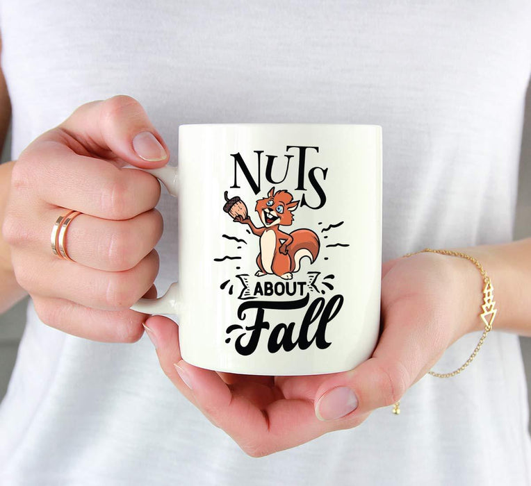 Andaz Press Autumn 11oz. Coffee Mug Gift, Nuts About Fall, Squirrel Graphic-Set of 1-Andaz Press-Nuts About Fall, Squirrel Graphic-