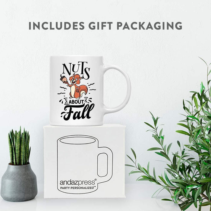 Andaz Press Autumn 11oz. Coffee Mug Gift, Nuts About Fall, Squirrel Graphic-Set of 1-Andaz Press-Nuts About Fall, Squirrel Graphic-