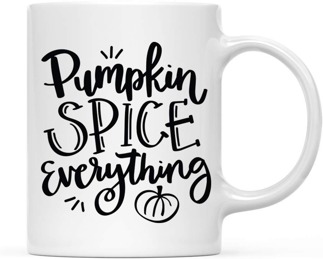 Andaz Press Autumn 11oz. Coffee Mug Gift, Pumpkin Spice Everything, Black Bold Font-Set of 1-Andaz Press-Pumpkin Spice Everything, Black Bold Font-