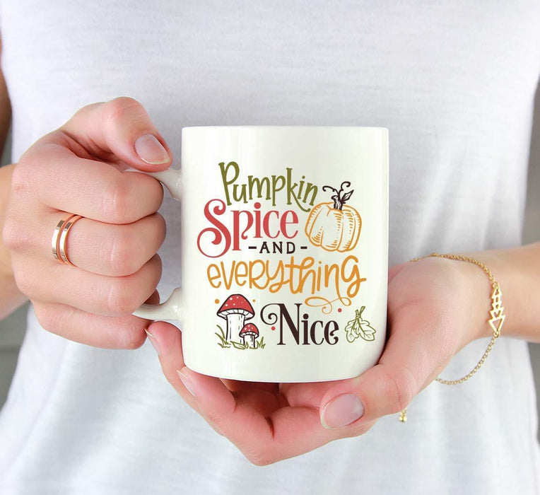 Andaz Press Autumn 11oz. Coffee Mug Gift, Pumpkin Spice & Everything Nice, Pumpkin & Mushroom Graphic-Set of 1-Andaz Press-Pumpkin Spice & Everything Nice, Pumpkin & Mushroom Graphic-