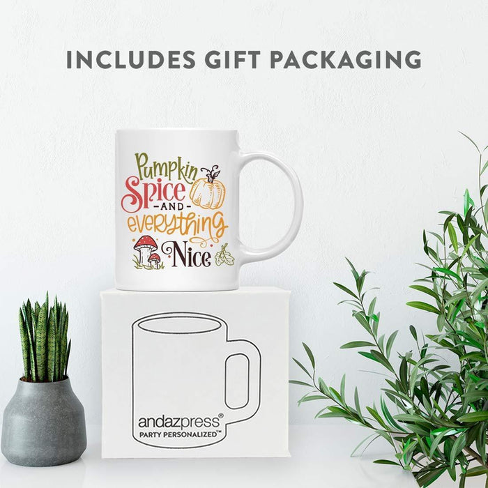Andaz Press Autumn 11oz. Coffee Mug Gift, Pumpkin Spice & Everything Nice, Pumpkin & Mushroom Graphic-Set of 1-Andaz Press-Pumpkin Spice & Everything Nice, Pumpkin & Mushroom Graphic-