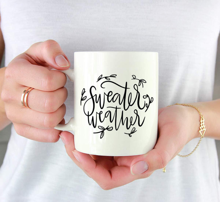 Andaz Press Autumn 11oz. Coffee Mug Gift, Sweater Weather, Leaves Graphic-Set of 1-Andaz Press-Sweater Weather. Leaves Graphic-