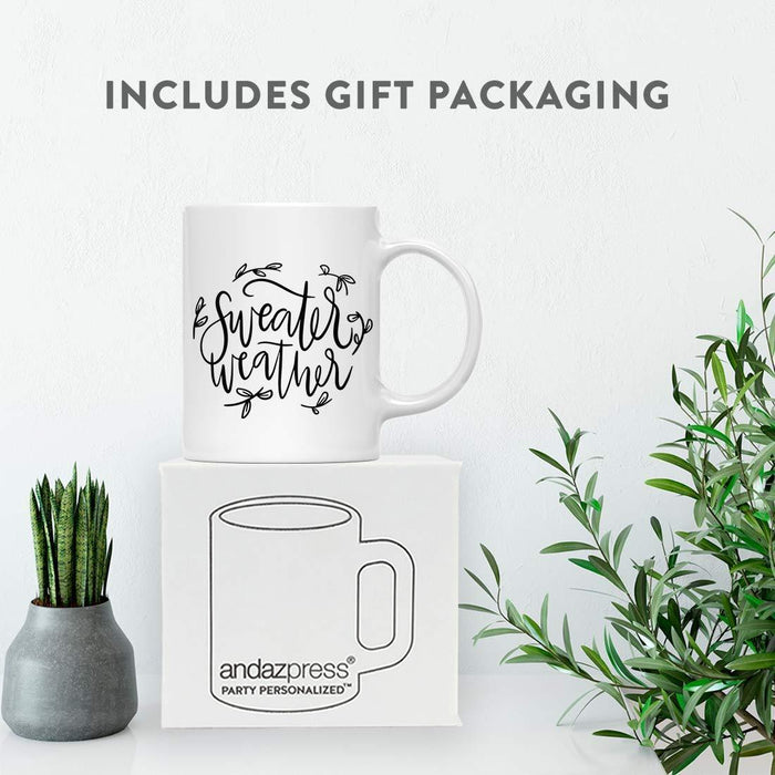 Andaz Press Autumn 11oz. Coffee Mug Gift, Sweater Weather, Leaves Graphic-Set of 1-Andaz Press-Sweater Weather. Leaves Graphic-
