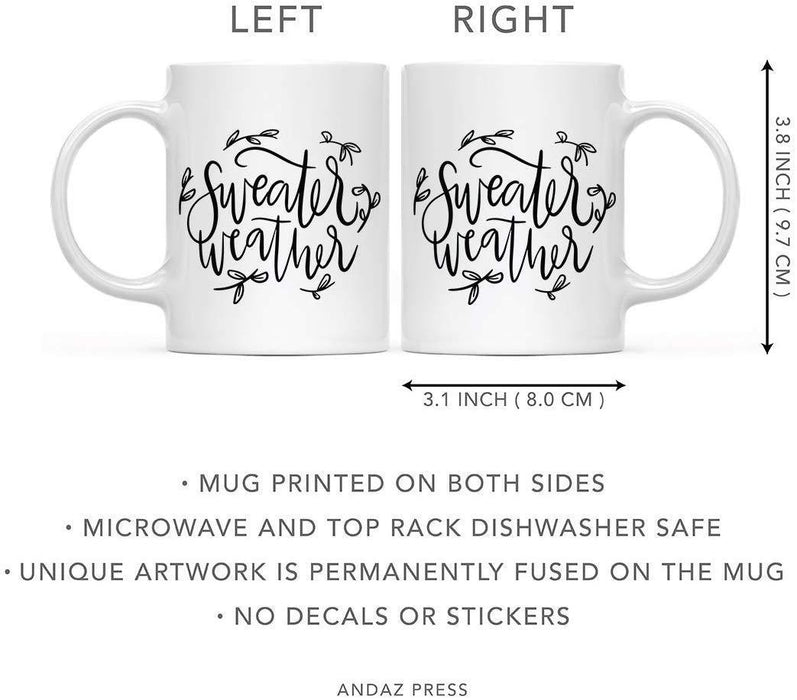 Andaz Press Autumn 11oz. Coffee Mug Gift, Sweater Weather, Leaves Graphic-Set of 1-Andaz Press-Sweater Weather. Leaves Graphic-