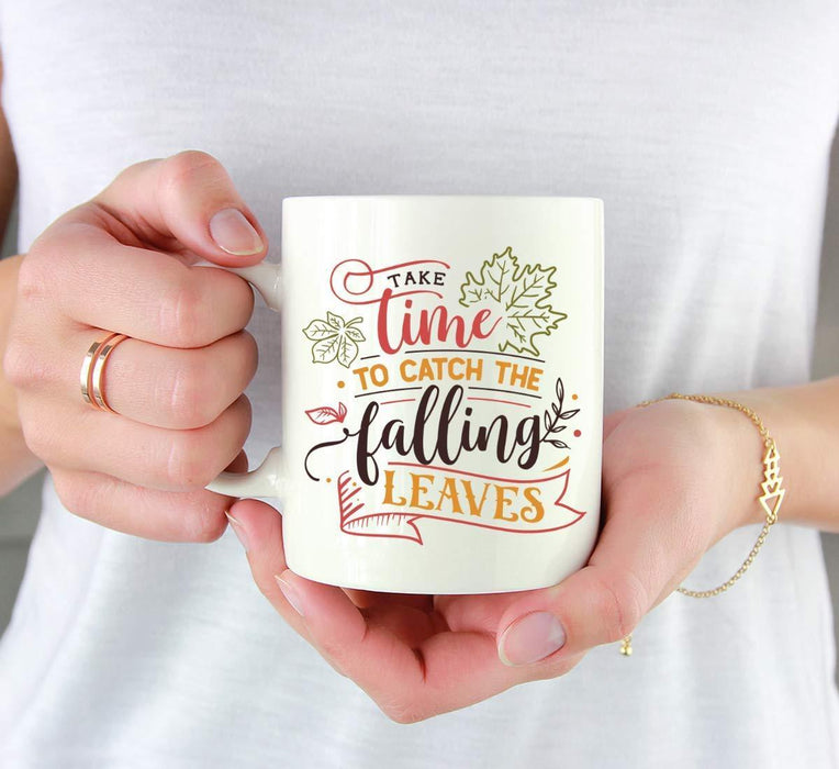Andaz Press Autumn 11oz. Coffee Mug Gift, Take Time to Catch The Falling Leaves-Set of 1-Andaz Press-Take Time to Catch The Falling Leaves-