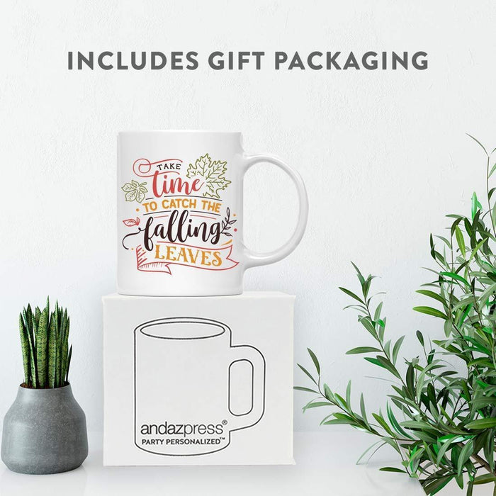 Andaz Press Autumn 11oz. Coffee Mug Gift, Take Time to Catch The Falling Leaves-Set of 1-Andaz Press-Take Time to Catch The Falling Leaves-