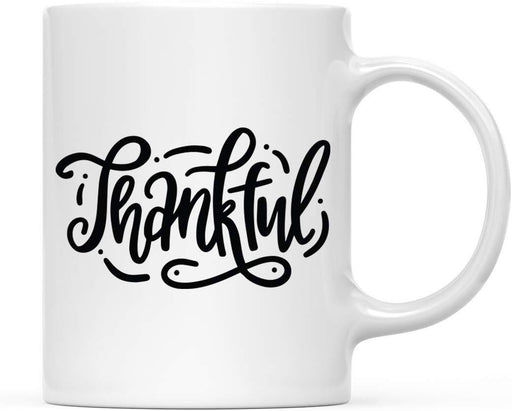 Andaz Press Autumn 11oz. Coffee Mug Gift, Thankful, Black Script-Set of 1-Andaz Press-Thankful, Black Script-