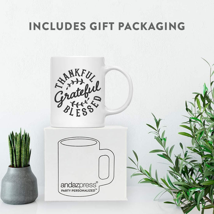 Andaz Press Autumn 11oz. Coffee Mug Gift, Thankful Grateful Blessed, Round-Set of 1-Andaz Press-Thankful Grateful Blessed, Round-
