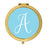 Andaz Press Baby Blue Monogram Gold 2.75 inch Round Compact Mirror-Set of 1-Andaz Press-A-