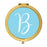 Andaz Press Baby Blue Monogram Gold 2.75 inch Round Compact Mirror-Set of 1-Andaz Press-B-