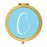 Andaz Press Baby Blue Monogram Gold 2.75 inch Round Compact Mirror-Set of 1-Andaz Press-C-