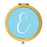 Andaz Press Baby Blue Monogram Gold 2.75 inch Round Compact Mirror-Set of 1-Andaz Press-E-