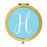 Andaz Press Baby Blue Monogram Gold 2.75 inch Round Compact Mirror-Set of 1-Andaz Press-H-