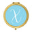 Andaz Press Baby Blue Monogram Gold 2.75 inch Round Compact Mirror-Set of 1-Andaz Press-X-