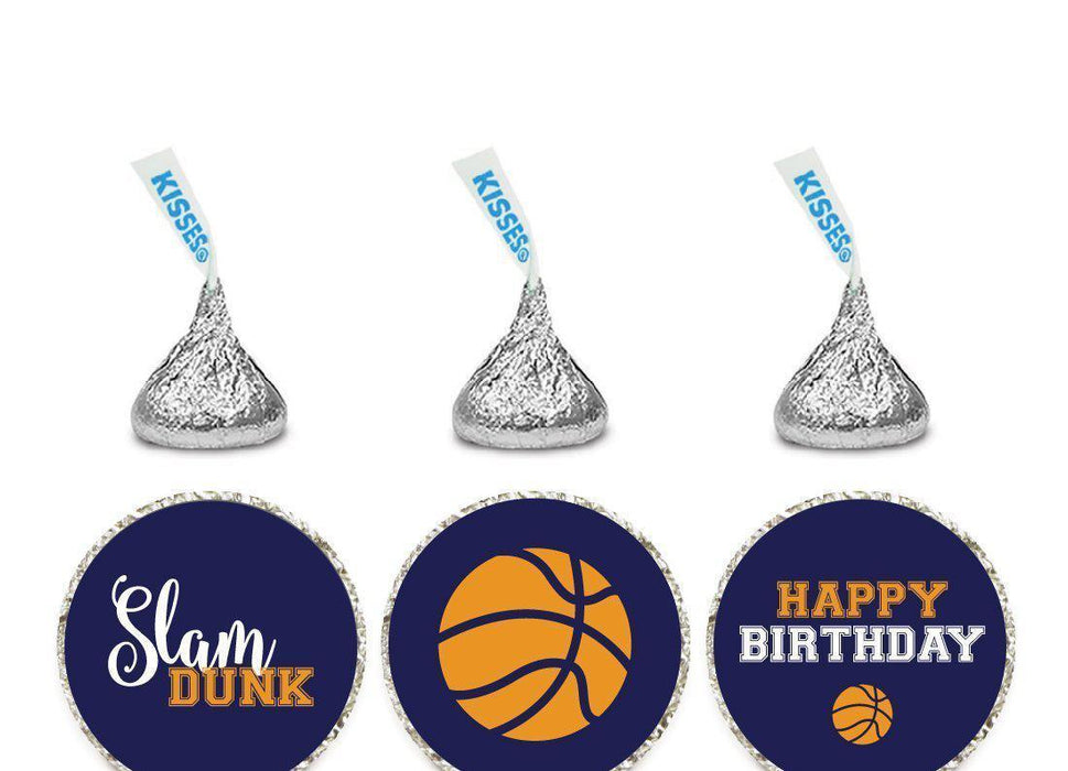 Andaz Press Birthday Chocolate Drop Labels Trio, Fits Hershey's Kisses Party Favors-Set of 1-Andaz Press-Basketball Slam Dunk-