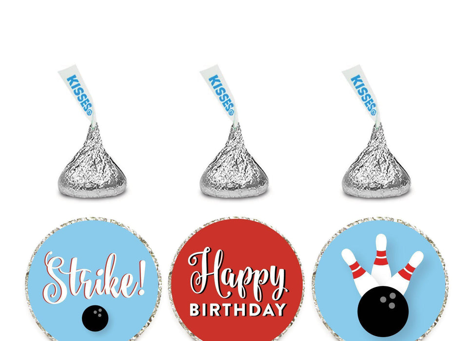 Andaz Press Birthday Chocolate Drop Labels Trio, Fits Hershey's Kisses Party Favors-Set of 1-Andaz Press-Bowling Strike!-