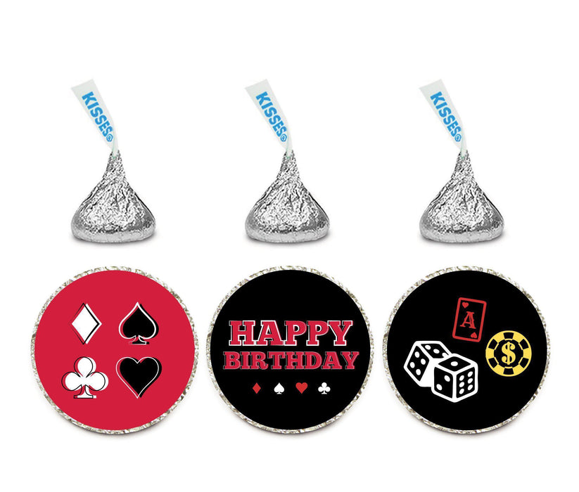 Andaz Press Birthday Chocolate Drop Labels Trio, Fits Hershey's Kisses Party Favors-Set of 1-Andaz Press-Casino Party with Dice-