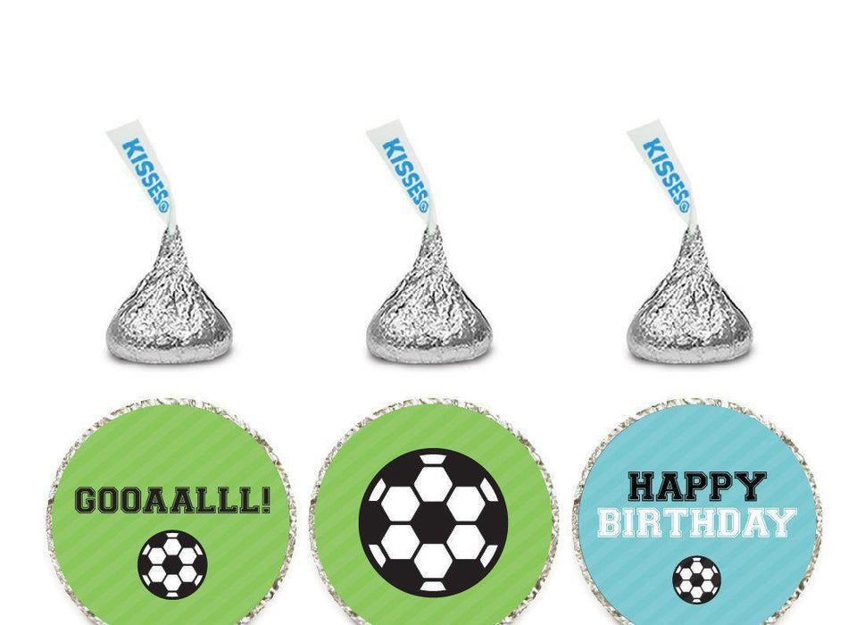 Andaz Press Birthday Chocolate Drop Labels Trio, Fits Hershey's Kisses Party Favors-Set of 1-Andaz Press-Soccer Gooaalll!-