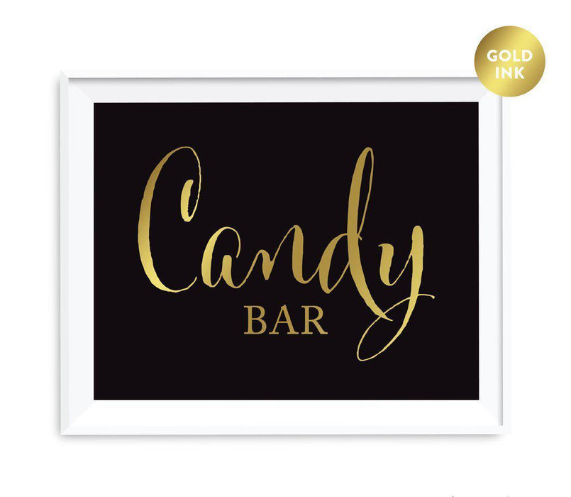 Andaz Press Black and Metallic Gold Wedding Favor Signs-Set of 1-Andaz Press-Candy Bar-