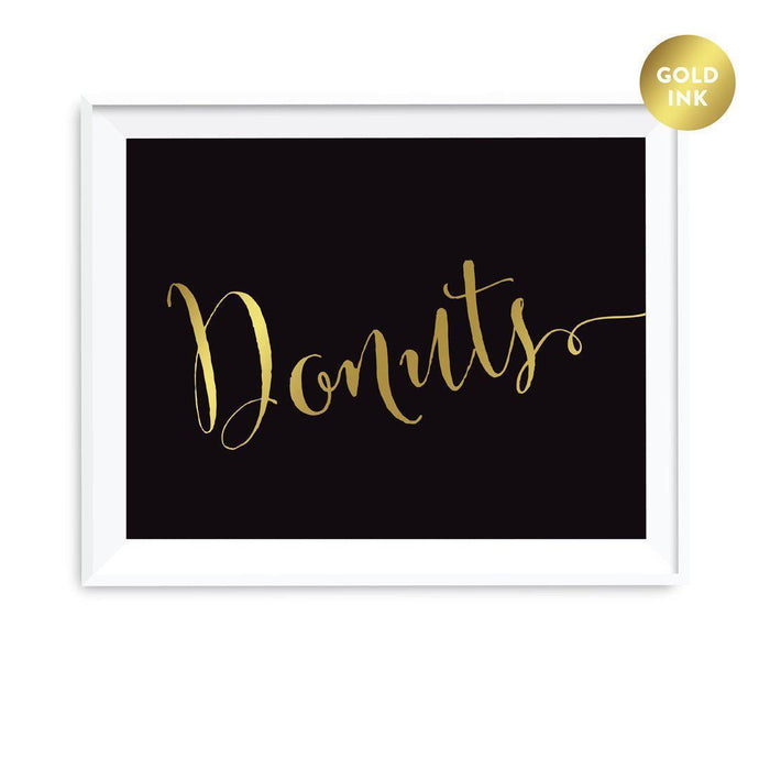Andaz Press Black and Metallic Gold Wedding Favor Signs-Set of 1-Andaz Press-Donuts-