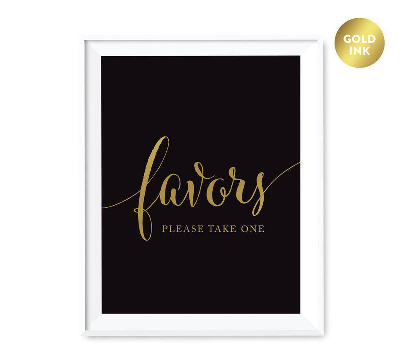 Andaz Press Black and Metallic Gold Wedding Favor Signs-Set of 1-Andaz Press-Favors, Please Take One-