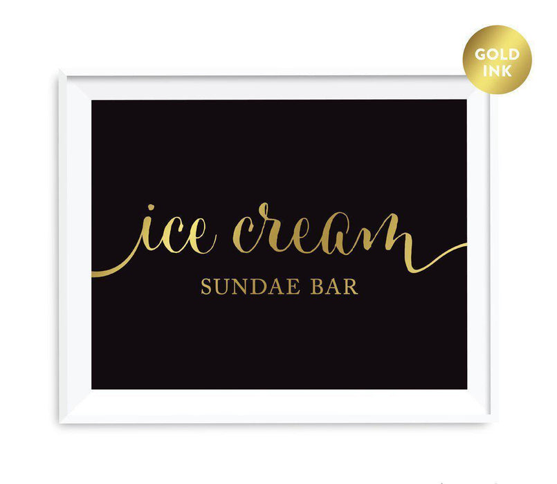 Andaz Press Black and Metallic Gold Wedding Favor Signs-Set of 1-Andaz Press-Ice Cream Sundae Bar-
