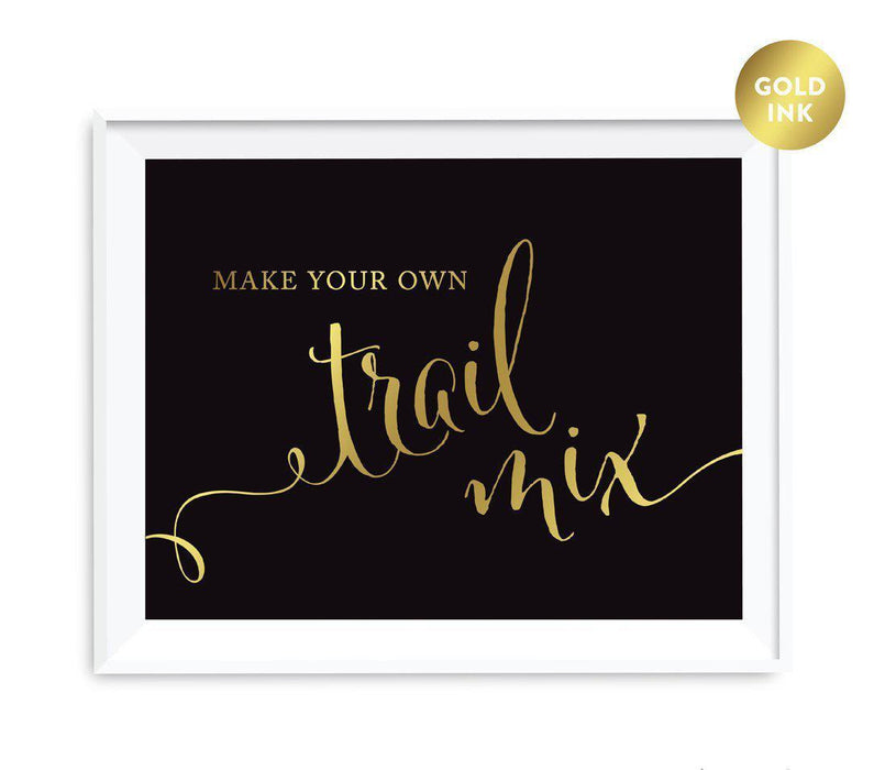 Andaz Press Black and Metallic Gold Wedding Favor Signs-Set of 1-Andaz Press-Make Your Own Trail Mix-
