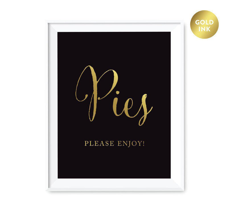 Andaz Press Black and Metallic Gold Wedding Favor Signs-Set of 1-Andaz Press-Pies Please Enjoy-