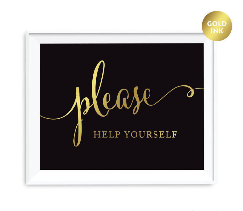 Andaz Press Black and Metallic Gold Wedding Favor Signs-Set of 1-Andaz Press-Please Help Yourself-
